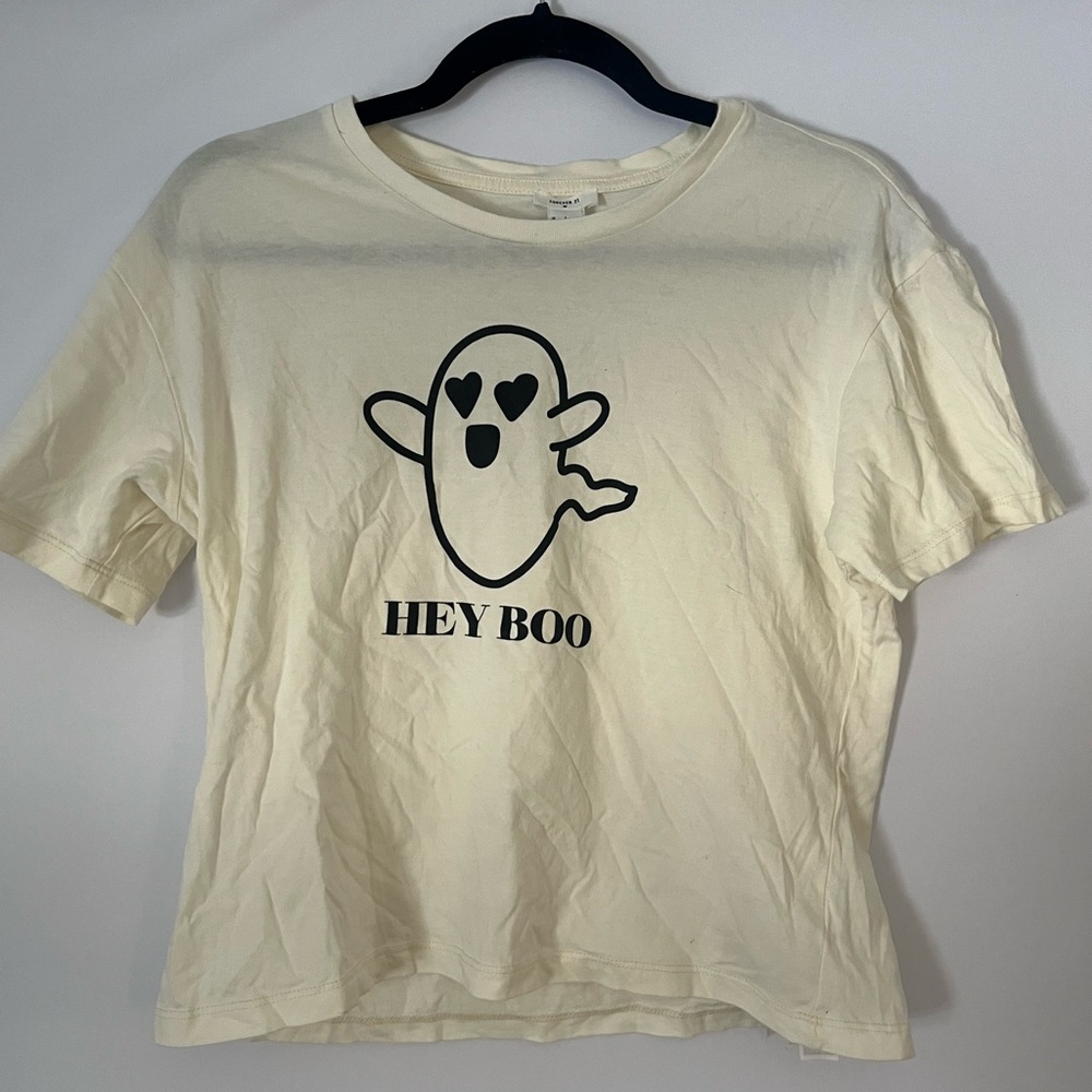 Cream Colored Halloween Boo Shirt Forever 21